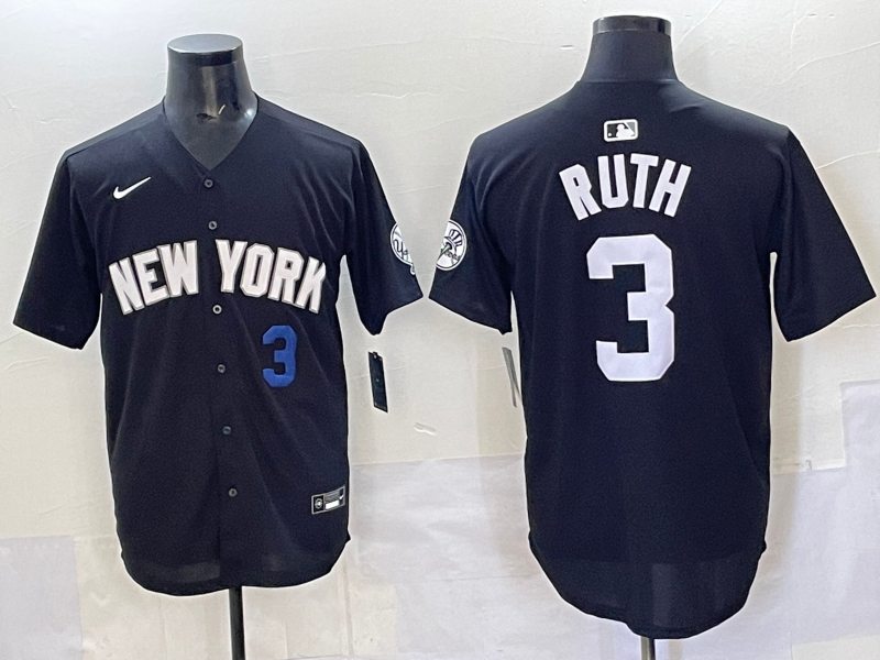 Men 2025 New York Yankees #3 Ruth black  Nike MLB Jersey style 725007